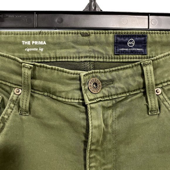 AG Adriano Goldschmied The Prima Cigarette Leg Olive Green Jeans Size 27 R - Picture 2 of 8